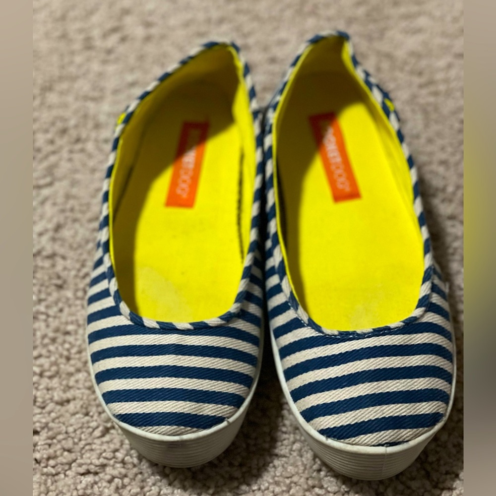 Rocket Dog Blue/ White Striped Ballet (thick sole)